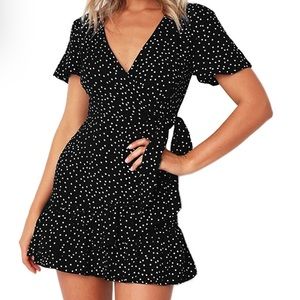 Polka dot wrap dress